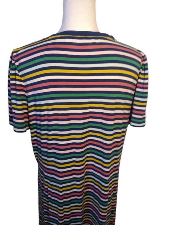 Boden Lucinda Jersey Rainbow Colored Striped Short Sleeve Midi Dress 20 22Reg - Picture 8 of 11